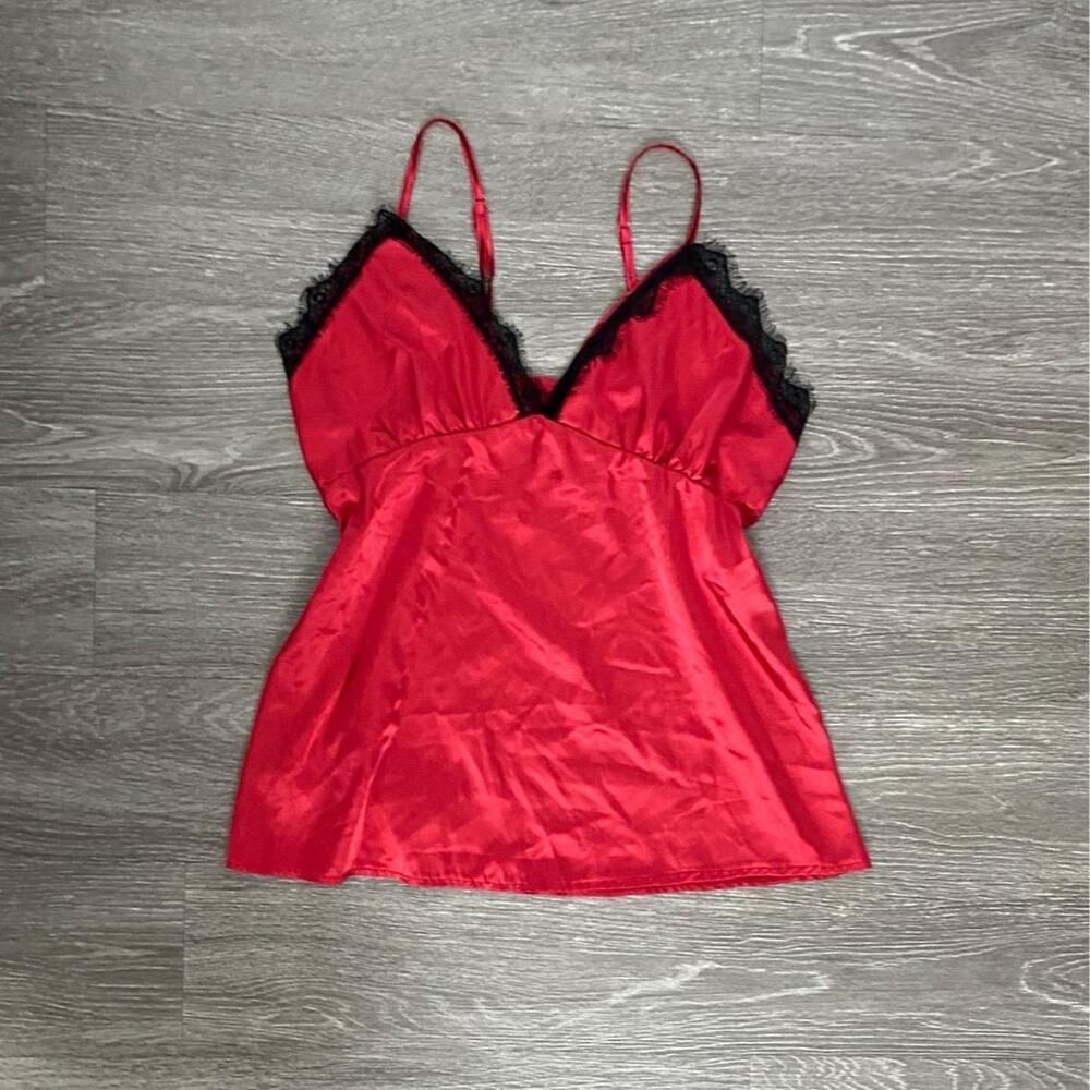 Whimsigoth cherry red silky cami top